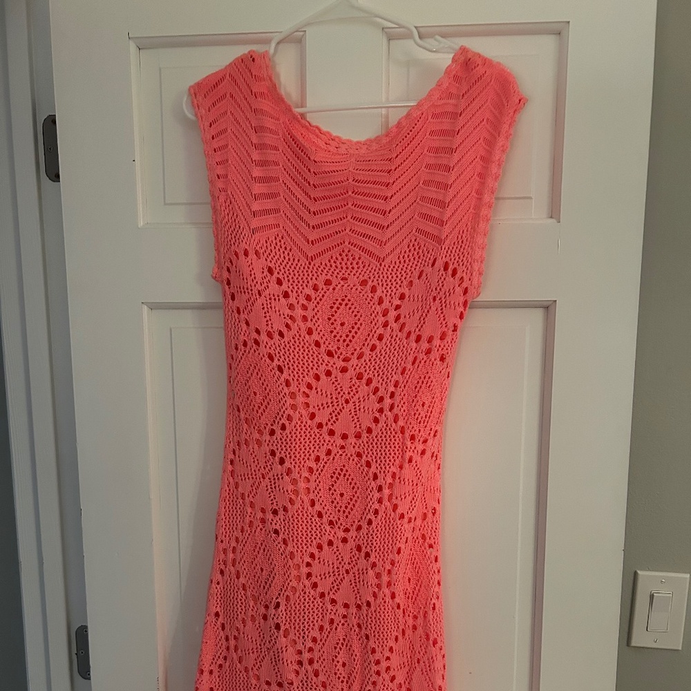 Lilly Pulitzer Hot Pink Crochet Midi Dress